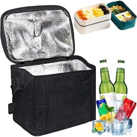 Cool Bag, Cooler Bag, Cooler Bags, Thermal Bag, Delivery Bag, Food Delivery Bag Black Food Delivery Bag, Picnic Lunch, Foldable - Reusable Shopping Bag with Zipper for Camping BBQ Shopping
