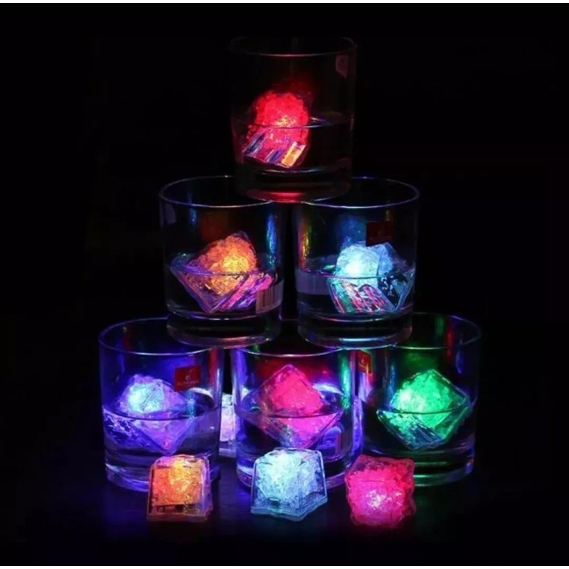 Movasa 12 Cubos Hielo Led Luminoso Multicolor Fiesta