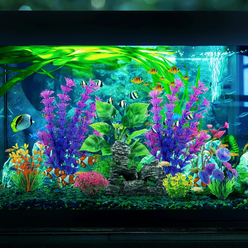 QUOZUO QUOZUO Fish Tank Accessories Artificial Plants, 9pcs Green Aquarium