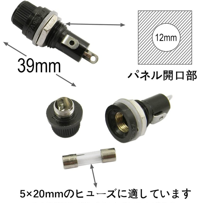 KILIGEN 10 pcs 5 × 20mm Fuse Holder AC 10A
