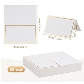 MaoNativey Blank Place Cards, Pack of 50 Place Cards, Wedding Name Cards with Double Gold Edge for Reserve Seats, Wedding, Party