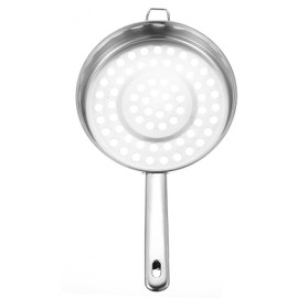 Hemoton Stainless Steel Colander With Long Handle Large Hole Cooking Strainer Mesh Steaming Basket for Draining Food Pastas Washing Fruits Vegetables Salads Silver