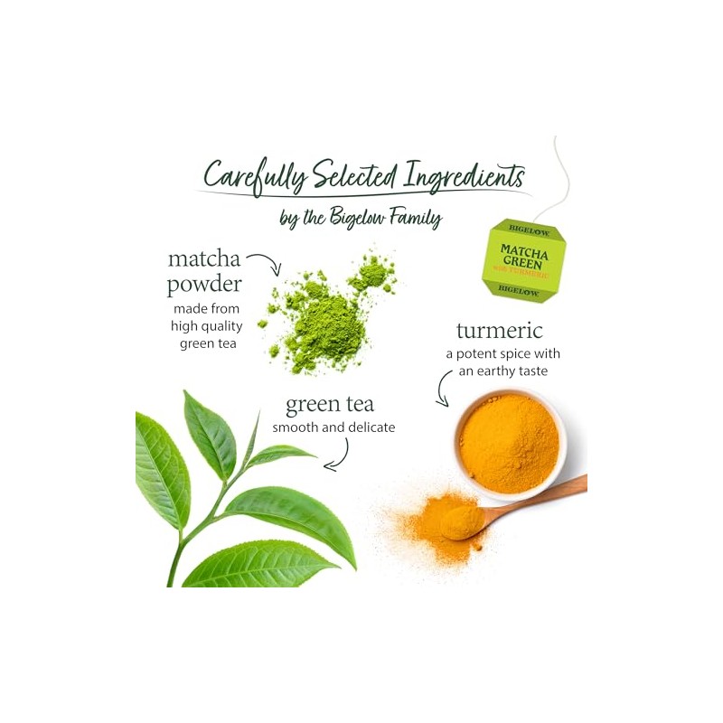Bigelow Matcha Green Tea with Turmeric, 108 Tea Bags