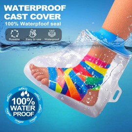 DRKLC Waterproof Cast Cover for Foot Adult, Shower Boots for Foot after Surgery, Watertight Ankle Cast Protector Showeing Boot Cover for Bandage Dressing Wound, Reusable