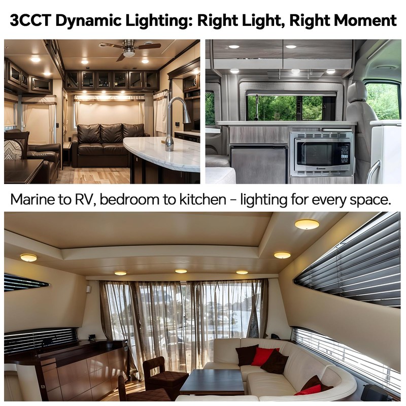 Obeaming 4.5'' 3CCT RV Interior Ceiling Lights 3000K/4500K/6000K Switchable with