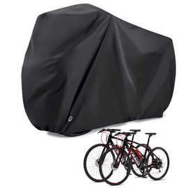 Saiveina Bicycle Cover, Waterproof, Thick, Compatible with 2 Cars, Tear Resistant, Motor-Assisted UV Treatment, Heat Resistant, Cycle Cover, Durable, Anti-Theft, Windproof Buckle, Dustproof, Rain and Snow, Up to 29 Inches, Storage Bag Included, Black, XXL