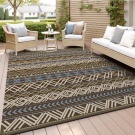 MontVoo Outdoor Rug Carpet Waterproof-Patio Rug Mat 6x9 Reversible RV Camping Rugs Picnic Mat Plastic Straw Outside Rugs for Balcony Porch Deck Beach Boho Outdoor Mats for Patio Decor Colorful