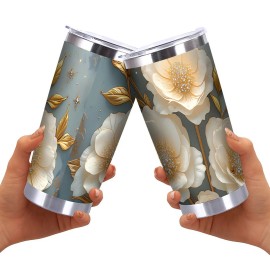 Elegant 20oz Double Silver Side Insulated Mug with Sweat-Proof Designcapacity: 20oz, color: White