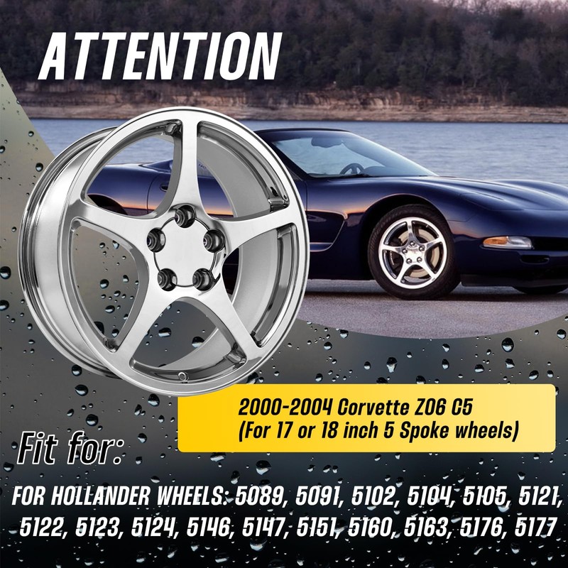 DewFlew 1Pc Wheel Center Caps for Chevy 2000-2004 Corvette Z06