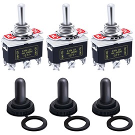 mxuteuk Momentary Toggle Switch 20A 125V DPDT 3 Position 6-Pin (ON) Off (ON) High Performance Rocker Switch with Waterproof Metal Protective Cap Ten-223-3mz-B223 Pack of 3