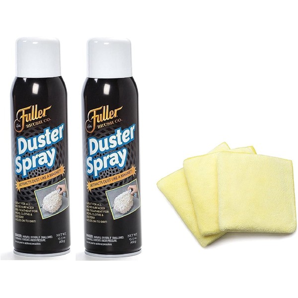 Fuller Brush Duster Sprays with Fuller Brush Dust Grabbing Microfiber Cloths Bundle – Wood & Multi Surface Dust Attractor & Cleaner
