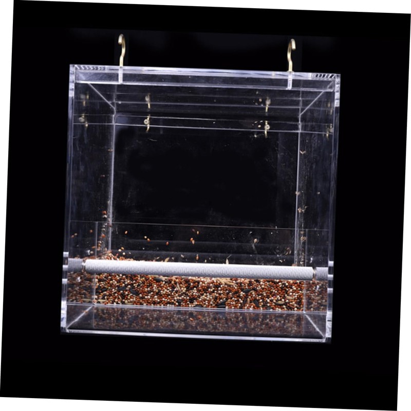 CIYODO Acrylic Transparent Bird Feeder with Removable Tray Large S