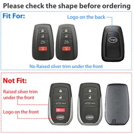 Aoocar 4 Button Genuine Leather Key Fob Cover, for Toyota RAV4 Camry Corolla Avalon C-HR Prius 4Runner Highlander Mirai 2018 2019 2020 2021 2022(Blue)