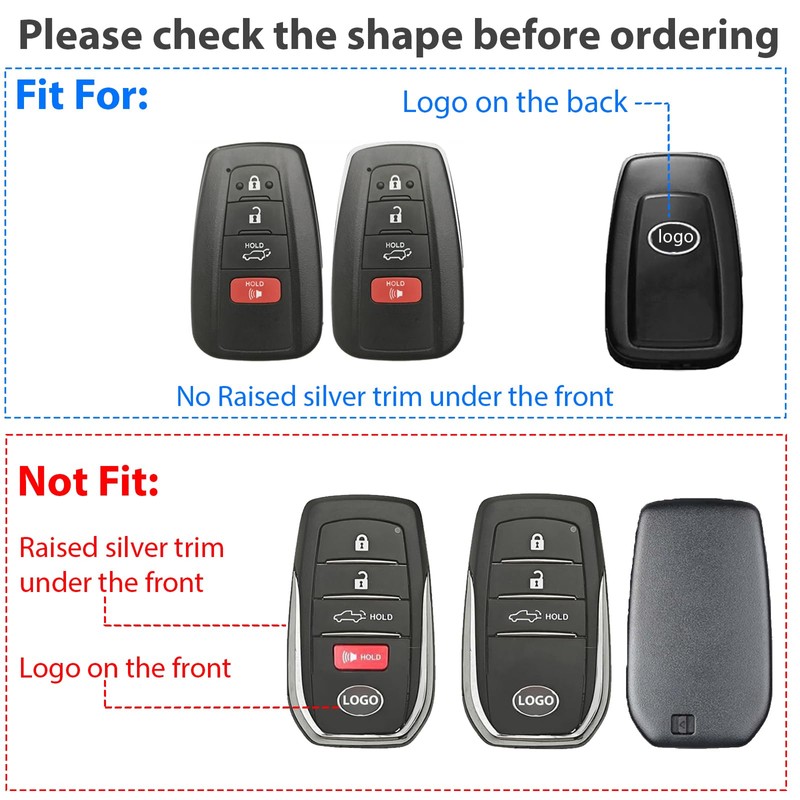 Aoocar 4 Button Genuine Leather Key Fob Cover, for Toyota