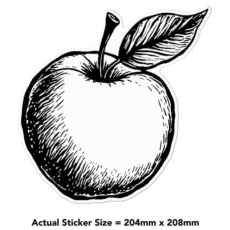 Large 210mm 'Apple with Leaf' Permanent Sticker Decal for Cars/Windows/Bins/Walls