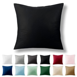 Alreya Renforcé Pillowcase, 100% Cotton, Super Soft Pillowcase with YKK Zip, Pillow Slip Only, 80 x 80 cm, Black