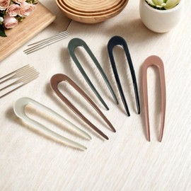 5 pieces of Brcowdp large-sized U-shaped bun 4.5 inches retro glossy women's hair accessory, suitable for thick hair and hair clip accessories