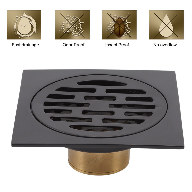 Floor Drain European Style Antique Stainless Steel and Copper Square