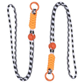 PATIKIL 2 Pcs Paracord Lanyard Necklace, Paracord Lanyard with Split Ring & Clip, Color Matching String for Outdoor Activities, Bag Pendant, Keys, Black White & Orange