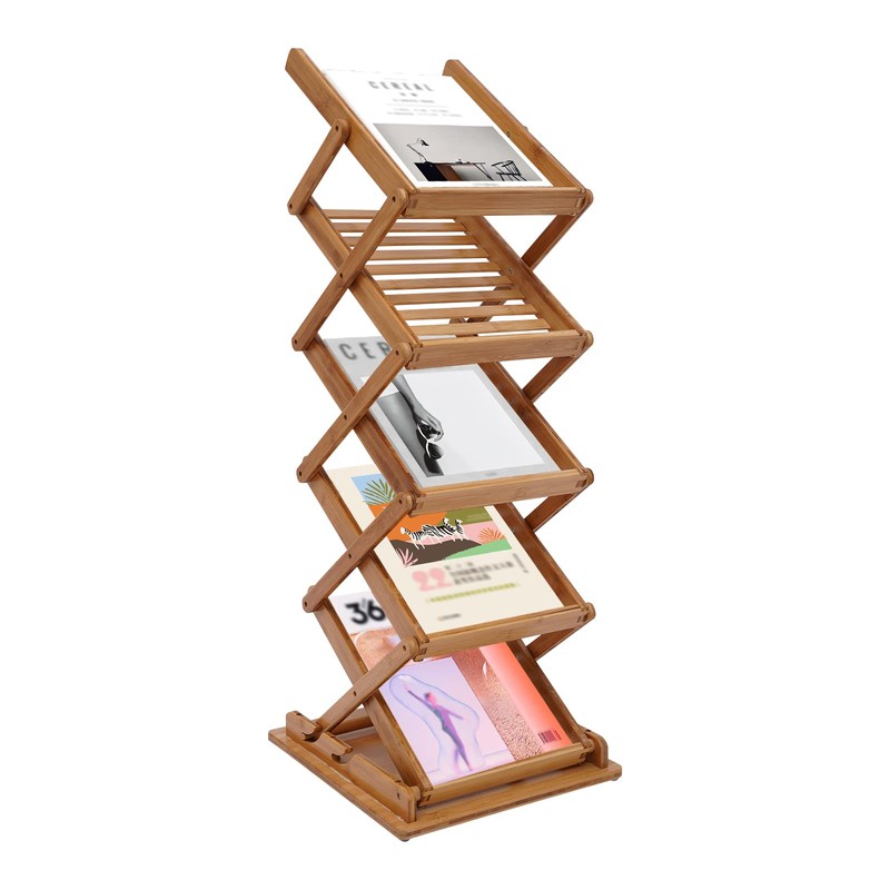 Portable Foldable Wood Literature Rack Display Holder Stand, Pop-up Magazine