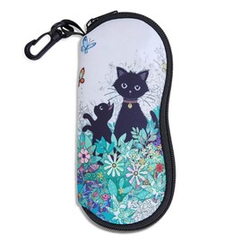 Cumnvulnt Beautiful Glasses Case, Hard Case, Two Small Black Cat Sunglasses Case, Plastic Glasses Case, Portable Glasses Case, Hard Case for Women, Men, Children