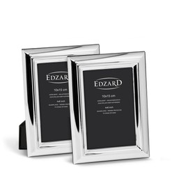 EDZARD Florence Photo Frames for Photos 10 x 15 cm Silver-Plated Tarnish-Resistant with 2 Hangers Set of 2