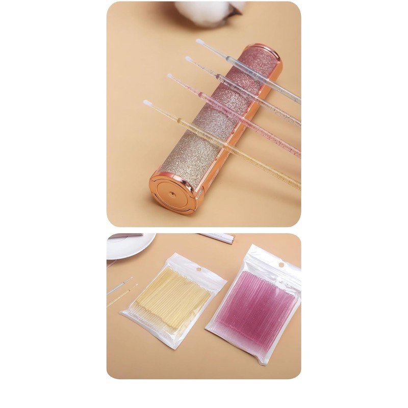 400 Microswabs - Pink Micro Applicator Brush Replacements for Eyelash
