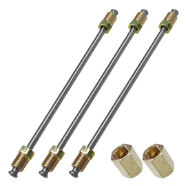 UHANBUT 3PCS 3/16" Brake Line Kit with Fittings, Flexible 6" Long Stainless Steel Brake Lines Tubing with Inverted Double Flares & Standard Tube Nuts, Universal Braking Repair Replacement Kit (6 Inch)