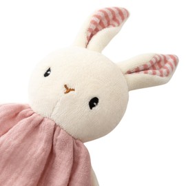 CUDDLE CORNER Organic Cotton Stuffed Animal Rattle Baby Toys, Hand Grip Rattle Squeaker Sticks Toys, Bunny Cuddle Cloth and Ring Rattle Plush Toy Set for Newborns Infant Boys Girls, 2 PCS