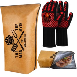 BBQ Blanket with Grill Gloves Gifts for Men Christmas, Meat Resting Bag for BBQ Smoking, Reusuable Large Capacity Keep Warm Tender and Juicy, Grilling/Cooking Gloves Heat Resistant for Outdoor Grill