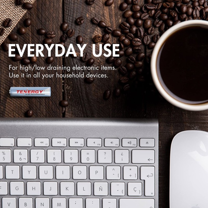 Tenergy AAA Rechargeable Battery, High Capacity 1000mAh NiMH AAA Battery,