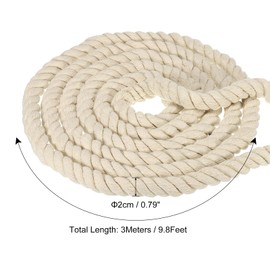 PATIKIL 10 Feet Tug of War Rope for Adults Teen, 3-Strand Natural Twisted Cotton Rope with Flag for Yard Game Team Building Activities, Beige