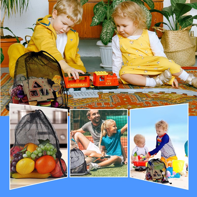 10 Pcs Mesh Drawstring Bag, Mesh Drawstring Bags with Cord