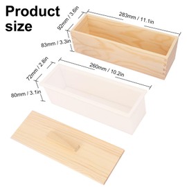 Kukmakri Artisan Soap Loaf Wood Box for Soap Making White 4 Packs 42oz Premium Silicone Loaf Soap moldss with Wooden Box and Lid - Ideal for Large Size Homemade Soaps, Flexible and Heat Resistant