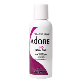 Adore Semi-Permanent Haircolor #140 Neon Pink 4 Ounce (118ml) (6 Pack)