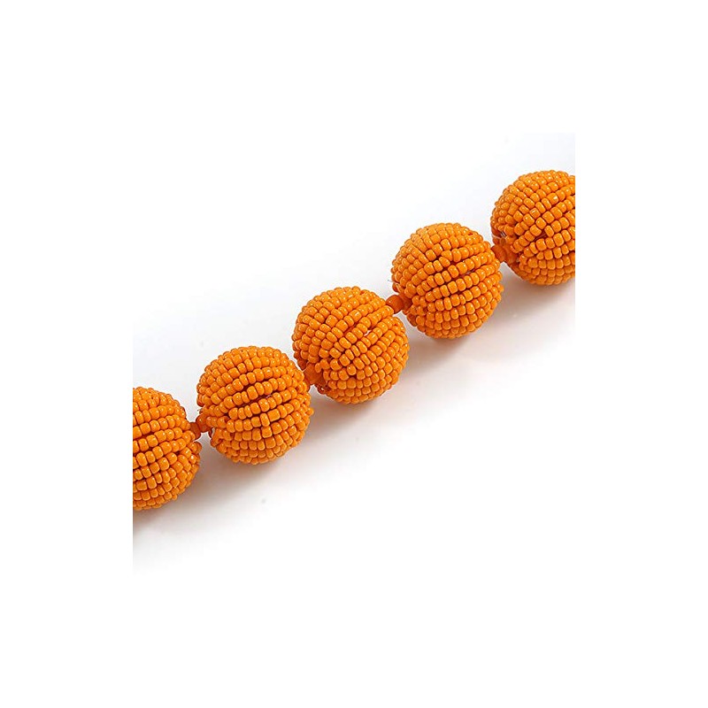 Avalaya Orange Glass Bead Ball Chunky Necklace/54cm L