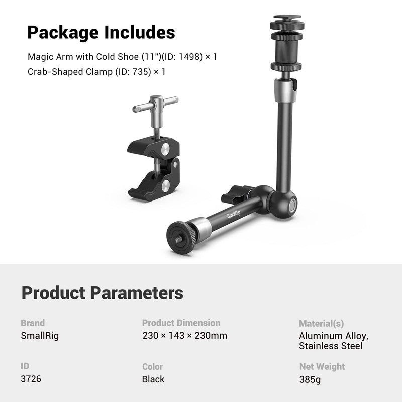 SMALLRIG Super Clamp and Magic Arm (11 Inch) with Cold