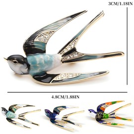CAILI 3 pieces swallow brooch, alloy + rhinestone + drip brooch, vintage animal brooch, fine pin, perfect for men and women, Alloy, rhinestone