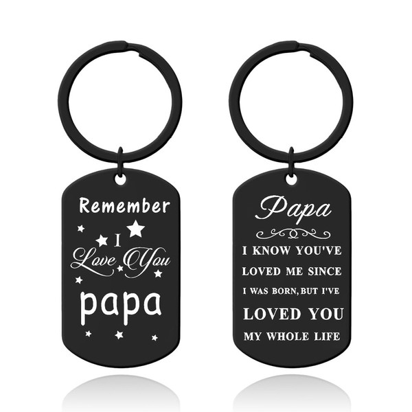 Papa Fathers Day Keychain for Grandpa Birthday Gifts for Men