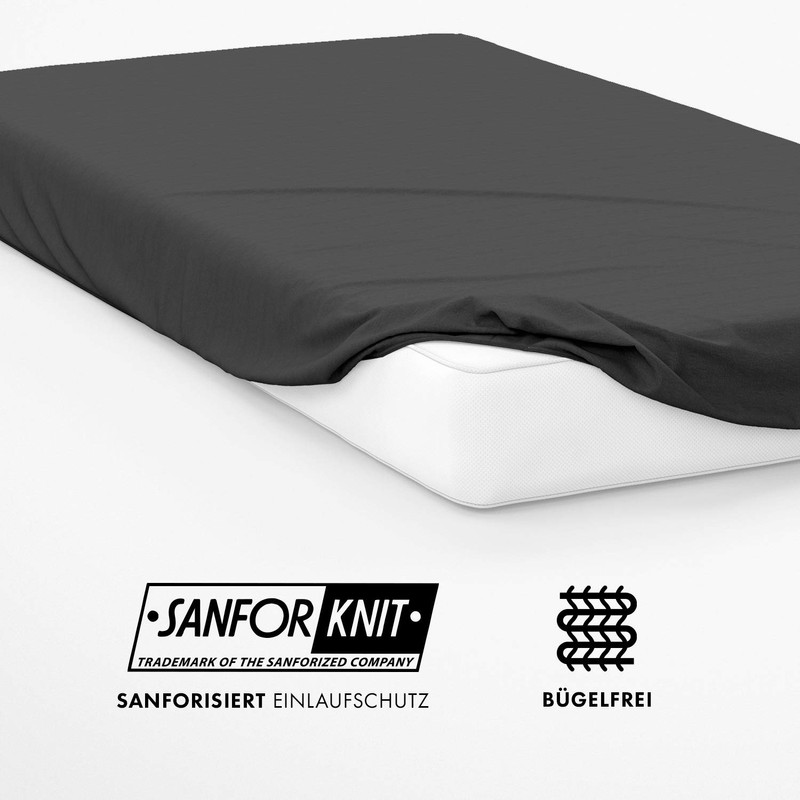 Jacobson jersey fitted sheet, cotton bed sheet, charcoal, 180x200 -