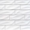 4x12 White Cool Subway Ceramic Wall Tile 3D Design Glossy