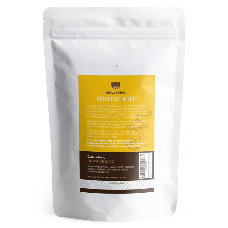 Light Roast Coffee Beans 227g - Brown Bear Breakfast Blend