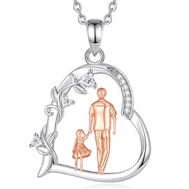 EUDORA Sterling Silver Heart Daughter Necklace for Women from Father, Dad Daughter Necklaces for Daughter Pendant Jewelry Daughter Gifts from Dad Stepfather Valentine Birthday for Daughter, 18"+20"