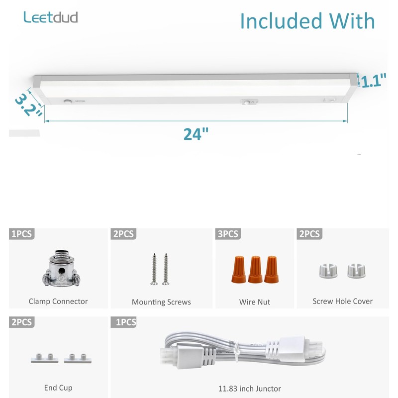 Leetdud LED Under Cabinet Lighting Motion Sensored Hardwired with Built-in