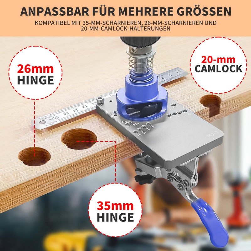 35 mm Hinge Drilling Template, 4-in-1 Drilling Template, Concealed Hinge