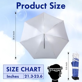 Chicingyou 2 Pcs Royal Blue Head-mounted Umbrella Hat with Adjustable Chin Strap, Heat Reflective Sun Protection for Gardening Hiking Fishing Golf Camping Beach Sunshade Outdoor, 35.4 Inch
