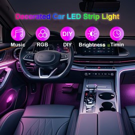 Tira de luces LED RGB para interior 22 en 1 con aplicación inalámbrica, 16 millones de luces interiores de coche Dreamcolor acrílico iluminación ambiental 600 luces LED de sincronización de música