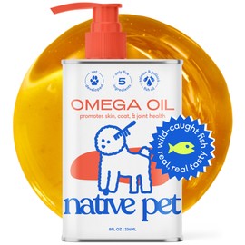 Native Pet Native Pet Omega 3 Fish Oil for Dogs 8 oz C Made with Wild Alaskan Salmon Oil for Dogs C EPA DHA C Supports Itchy Skin, Mobility C Easy-Serve Liquid Pump - Puppy Essentials