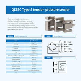S Type Load Cell with Indicator Display, Weight Sensor Amplifier Five-Digit Display, Peak Hold, Alarm Value Setting, Test Tension and Compression Force Weight Pressure (0-500KG with Indicator)