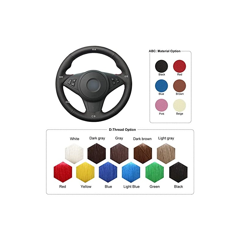 Mewant Steering Wheel Cover DIY Hand Sewing Genuine Leather Steering